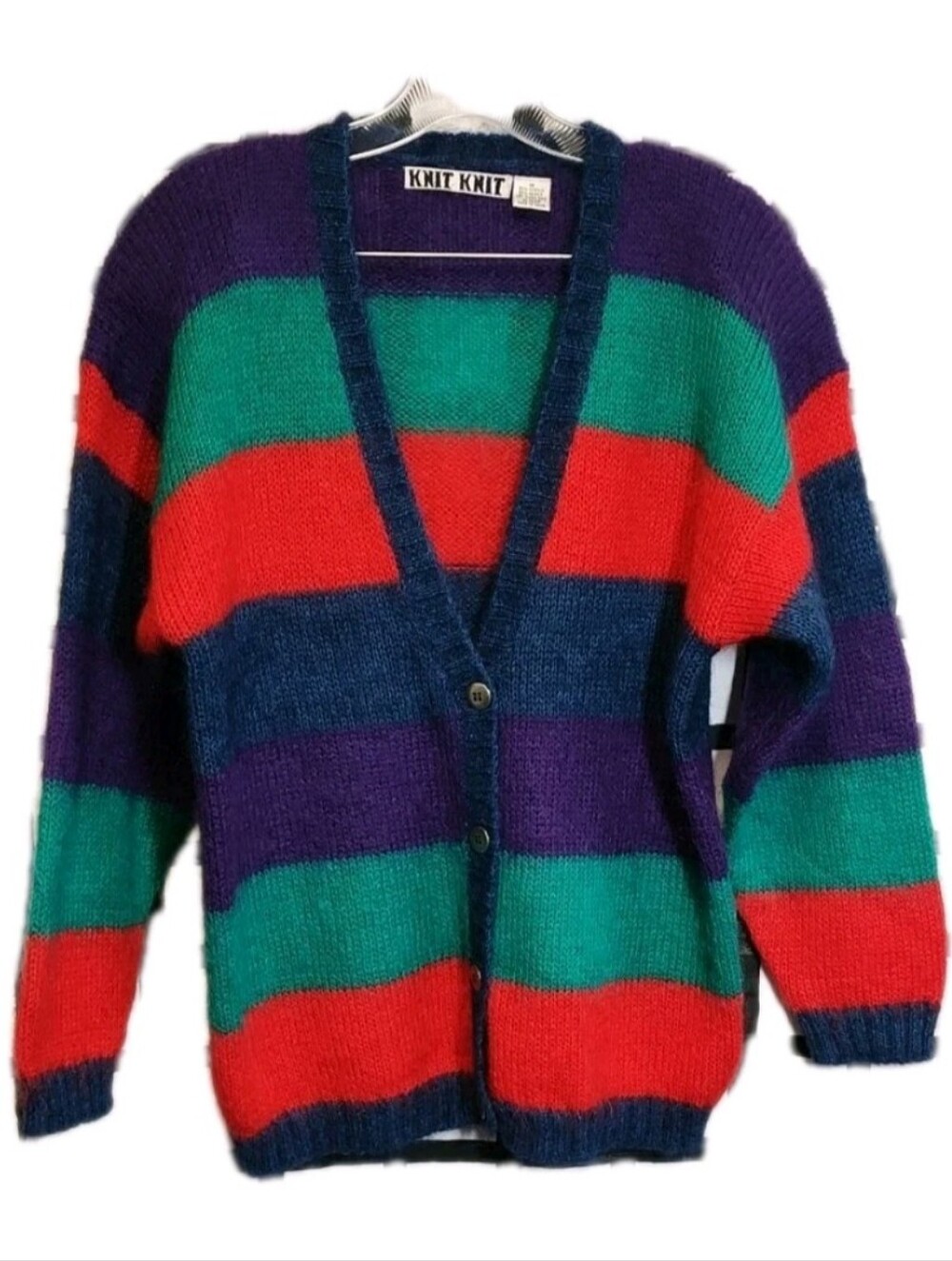 Knit Knit Brand Mohair Cardigan Sweater- Womens Medium - Vintage Deep V Neck